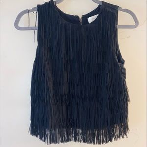 Nicole Miller Artelier crop fringe top